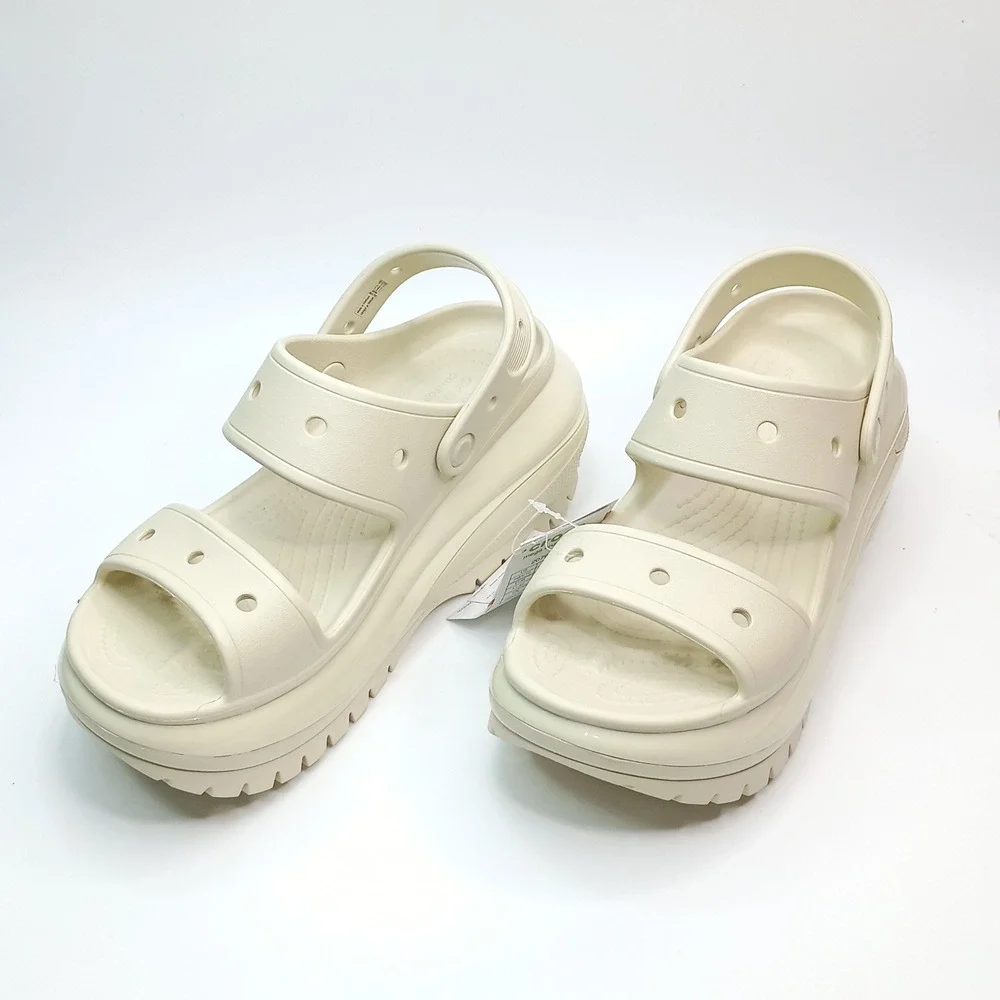 Crocs Mega Crush Sandal Women Size 10 Bone Platform 207989-2Y2